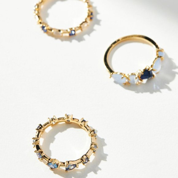 Anthropologie SEPTEMBER Stacked Birthstone Ring Set - Size 7 - Picture 2 of 5